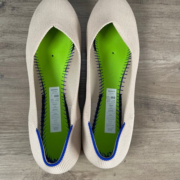 Rothy's The Flat in Ecru Womens 9 Creamy Beige Tortoise Outsole Round Toe - Picture 16 of 16